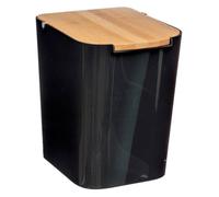 Poubelle à couvercle bambou 5L ""Naturéo"" noir - 5five