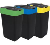 Poubelle à couvercle basculant - kit de 3 poubelles - 60 litres - chaque couleur 1x - Poubelle de tri
