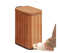 Poubelle à déchets en osier 6 L Poubelle Tissée Artificielle Décorative | Corbeille pour Salle de Bains Boho Pour Buanderie Cuisine Maison Atelier Dortoir Cellier Rouge Marron