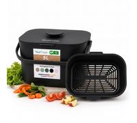 Poubelle à déchets organiques YourCasa pour la cuisine, 5 L - Bac à compost pour les déchets organiques quotidiens, lavable au lave-vaisselle, avec tamis et poignée ergonomique, noir