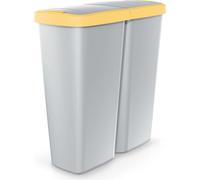 Poubelle à double compartiment, 50 L, gris/jaune
