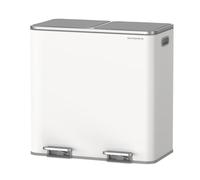 Poubelle à Double Compartiment - SONGMICS - 2 x 40 L - Blanc et Gris - Fermeture en Douceur