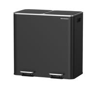Poubelle à Double Compartiment - SONGMICS - 2 x 40 L - Noir - Fermeture Douce - Pédales Métal