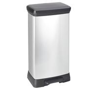 Poubelle à Pédale 50 L 39 X 29 X H73 Cm Argent-noir - Deco Bin - Curver