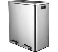 Poubelle à pédale Bolt Edge 2 compartiments – 60 L – Poubelle avec fonction Soft Close – Tri des déchets – RVS – Antidérapante – Argent