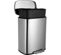 Poubelle à pédale Bolt Edge Luxe – 50 L – Poubelle avec fonction Soft Close – Tri des déchets – RVS – Antidérapante – Marron