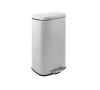 Spirella Poubelle 50 litres en inox avec abaissement automatique et seau intérieur "Akira" Cuisine Poubelle Softclose blanc mat