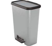 Poubelle à Pédale Duo, Curver Compatta, 23 L + 23 L, Gris aspect métal, Polypropylène