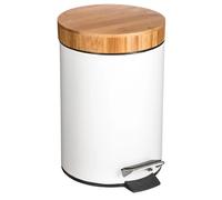 Poubelle à pédale en bambou Natureo - 3 L - Blanc