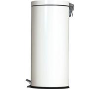 Poubelle à pédale en métal, blanc, 30 litres