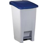 Poubelle à pédale grise/bleue, capacité : 60 litres