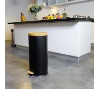 Poubelle À Pédale Inox Bois Forest - 30L - Noir