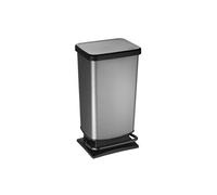 Rotho Poubelle avec pédale et couvercle, Carbone, 40 l (35,3 x 29,5 x 67,6 cm)