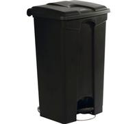 Poubelle à pédale, plastique, noir, 90 litres