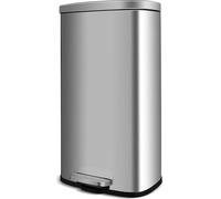 Poubelle à pédale - Poubelle de cuisine - 30 l - Inox - Couvercle Soft-Close - Rectangulaire - Argenté