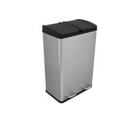 Poubelle à Pédale Recyclage 2 en 1 Argenté 60L Métallique à Double Compartiment