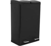 MonsterShop Poubelle à pédale – 2 compartiments inox 60 L, amovibles, tri sélectif, noir