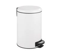 Poubelle à pédale - WENKO - Leman 12L - Acier inox - Easy-Close (fermeture douce) - Blanc