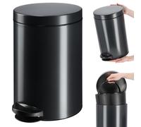 Poubelle à pédales KADAX, poubelle avec seau à cosmétiques en acier, 14L, noir