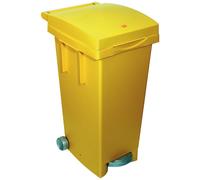 Poubelle à roulettes et à pédale pour le tri sélectif, 80 litres, ICS - Jaune