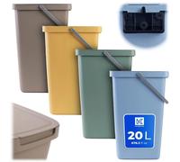Poubelle à tri sélectif - Corbeille à papier / poubelle - Fixation murale - 20 l - Plastique - Rectangulaire - Écologique - Multicolore