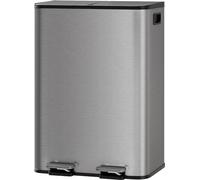 Poubelle à tri sélectif - Poubelle à pédale 2 x 30 l - Acier inoxydable - Deux compartiments - Seaux intérieurs amovibles - Filtre anti-odeurs - Gris