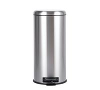 Poubelle ronde Amazon Basics, cylindrique, en acier inoxydable, 30 litres, finition satinée