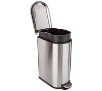 Poubelle Amazon Basics de 40 litres (10,6 gallons) avec pédale en acier inoxydable, fermeture douce, couvercle, idéale pour la cuisine, la salle de bain ou le bureau, forme rectangulaire, en acier ino