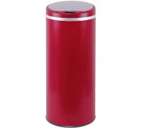 Poubelle Automatique 42 L, Acier Inox Rouge Mat, Capteur Infrarouge, Cerclage Intérieur