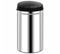 Poubelle automatique à capteur 40 l en acier inoxydable avec ouverture sans contact, affichage LED et capteur d'arrêt - Poubelle de cuisine et de salle de bain avec couvercle amovible (4 piles AA non