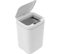 Poubelle automatique à capteur - Poubelle 16 l - Ouverture/fermeture automatique sans contact - Couvercle amovible - Protection contre les projections d'eau IPX5 - Rectangulaire - Blanc