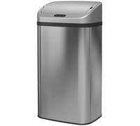 Poubelle automatique à couvercle infrarouge, capteur sans contact, 48 litres, en acier inoxydable résistant aux traces de doigts, couleur argent | Temps d'ouverture : 0,5 seconde | Dimensions : 33 x 2