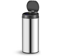 Juskys poubelle automatique avec capteur de 50 L - poubelle électrique, détecteur de mouvement, couvercle automatique, étanche, bague de serrage, cuisine - argenté