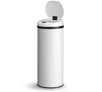 Juskys poubelle automatique avec capteur de 50 L - poubelle électrique, détecteur de mouvement, couvercle automatique, étanche, bague de serrage, cuisine - blanc