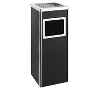 Poubelle avec cendrier en acier revêtu par pulvérisation - Noir - Capacité de 36 l - Avec bac intérieur amovible - Pour bureau, cuisine, salle de bain et espaces publics - Pratique et durable