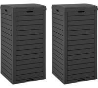 Poubelle avec couvercle, 118 litres, poubelle de jardin, bac à déchets, avec bac à liquides amovible et poignée, poubelle étanche pour l'extérieur, idéale pour la véranda, le jardin ou la terrasse (lo
