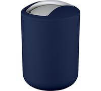 Poubelle avec couvercle basculant, bleu foncé, S - Poubelle à cosmétiques, absolument incassable, plastique (TPE), 14 x 21 x 14 cm, bleu foncé