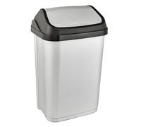 keeeper Poubelle Swing-Bin OKT 2053706 – plastique, couvercle basculant 25 L Gris