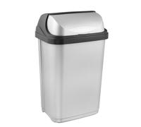 keeeper Poubelle plastique à couvercle coulissant 25 litres Gris clair