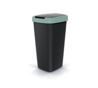 Keden Compacta Q Poubelle avec couvercle pivotant et rabattable - 25 l - En plastique - Pour tri sélectif des déchets - Poubelle de recyclage - Noir/vert clair
