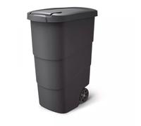 Poubelle avec roues et couvercle Keden Wheeler 90L Conteneur universel en plastique (noir)