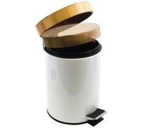 Poubelle Aza MSV - 3 L - Blanc - Avec couvercle en bambou