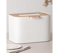 Poubelle biologique 'Elin' | 45L argile à compost avec couvercle en bois & filtre | étanche aux odeurs, lavable au lave-vaisselle, y compris récipient intérieur | Conteneur à déchets biologiques pour 