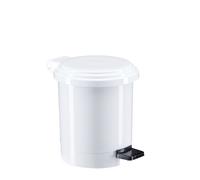 Poubelle blanche à pédale en plastique 3 L ronde