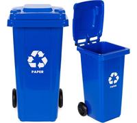 Poubelle bleue de 120 L avec roues en caoutchouc