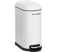 Poubelle, boîte à cosmétiques en acier, 10 litres, poubelle à pédale compacte avec seau intérieur, pour la salle de bains, fermeture en douceur, poubelle à encastrer, blanche LTB10WT