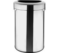 Poubelle Bolero en acier brossé, forme « D », couvercle ouvert, 86 litres