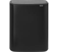 Brabantia Poubelle Bo Touch Bin, 2 seaux intérieurs, Noir Mat, 2x 30L | Poubelle de cuisine, Idéale Tri sélectif, Ouverture Soft-touch, Seaux Amovibles, Sacs Poubelle Brabantia (code O) inclus