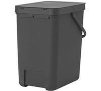 Brabantia Poubelle Sort & Go 25 L – Système de tri, poignée de transport couvercle amovible – Gris