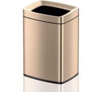 Poubelle carrée, acier inoxydable, 10 l, couleur dorée, bureau, cuisine